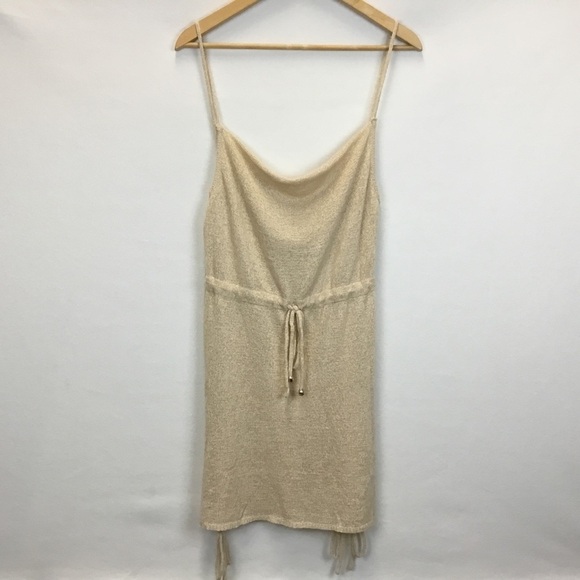 Indikah String Tie Sleeveless Knit Mini Dress in Sand - Picture 1 of 12